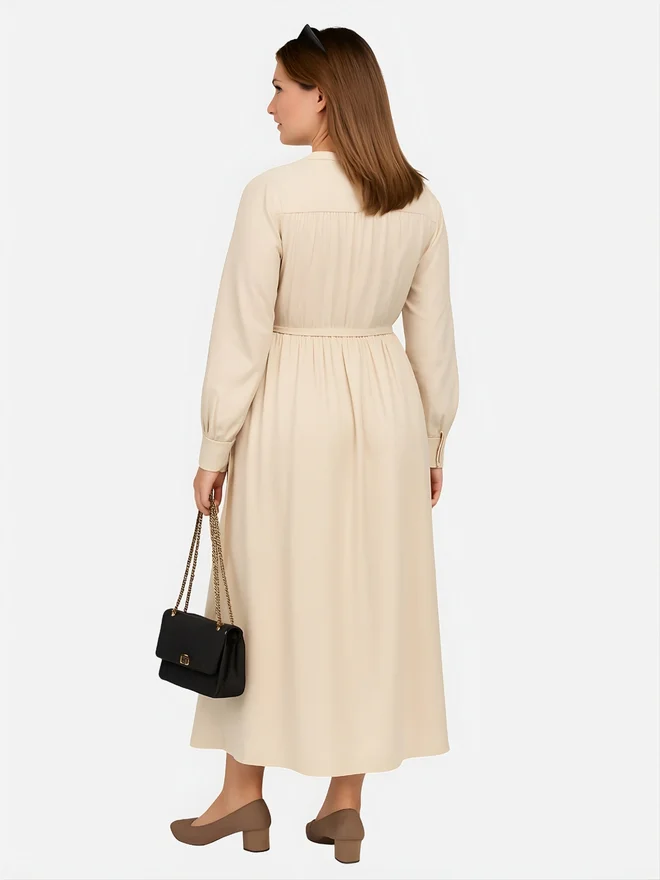 زوك Zauk Women Pleated Button Loop Maxi Dress